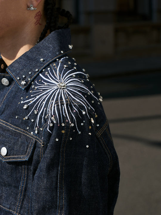 STEEPC Fireworks Rhinestone Denim Jacket | Face 3 Face