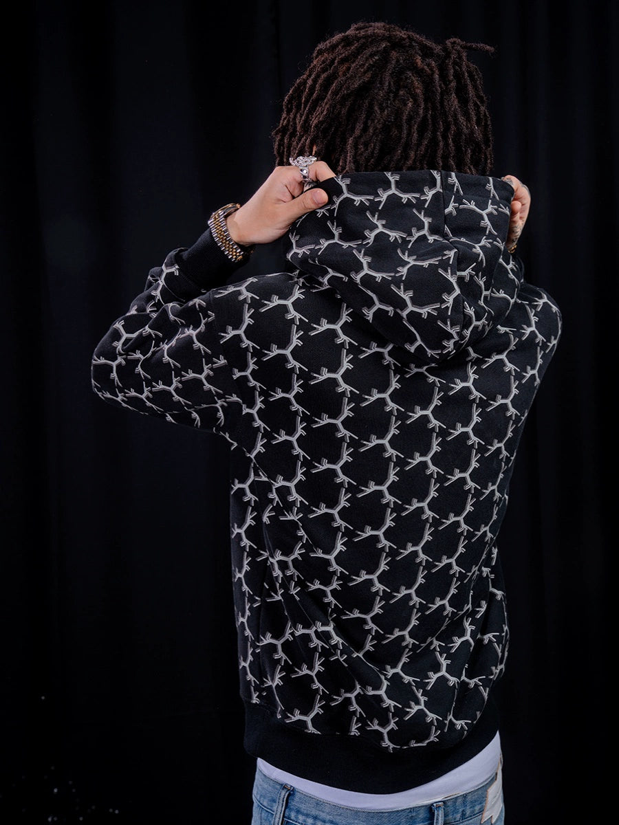 TGFCLUB Full Print Embroidered Hoodie | Face 3 Face