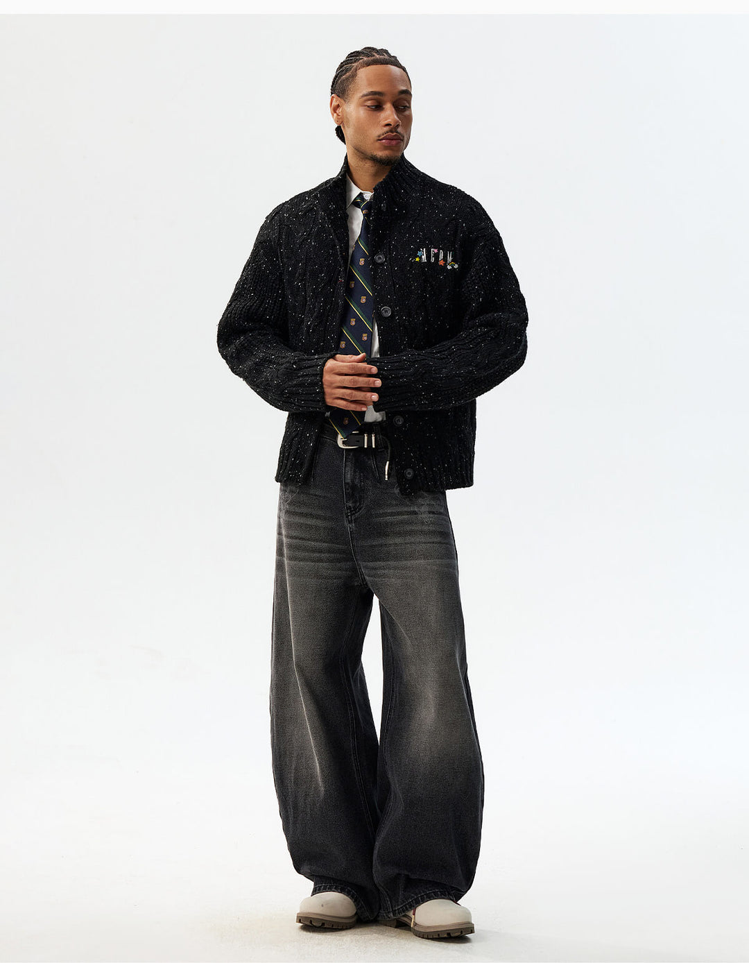 MEDM Speckled Cable Knit Cardigan | Face 3 Face