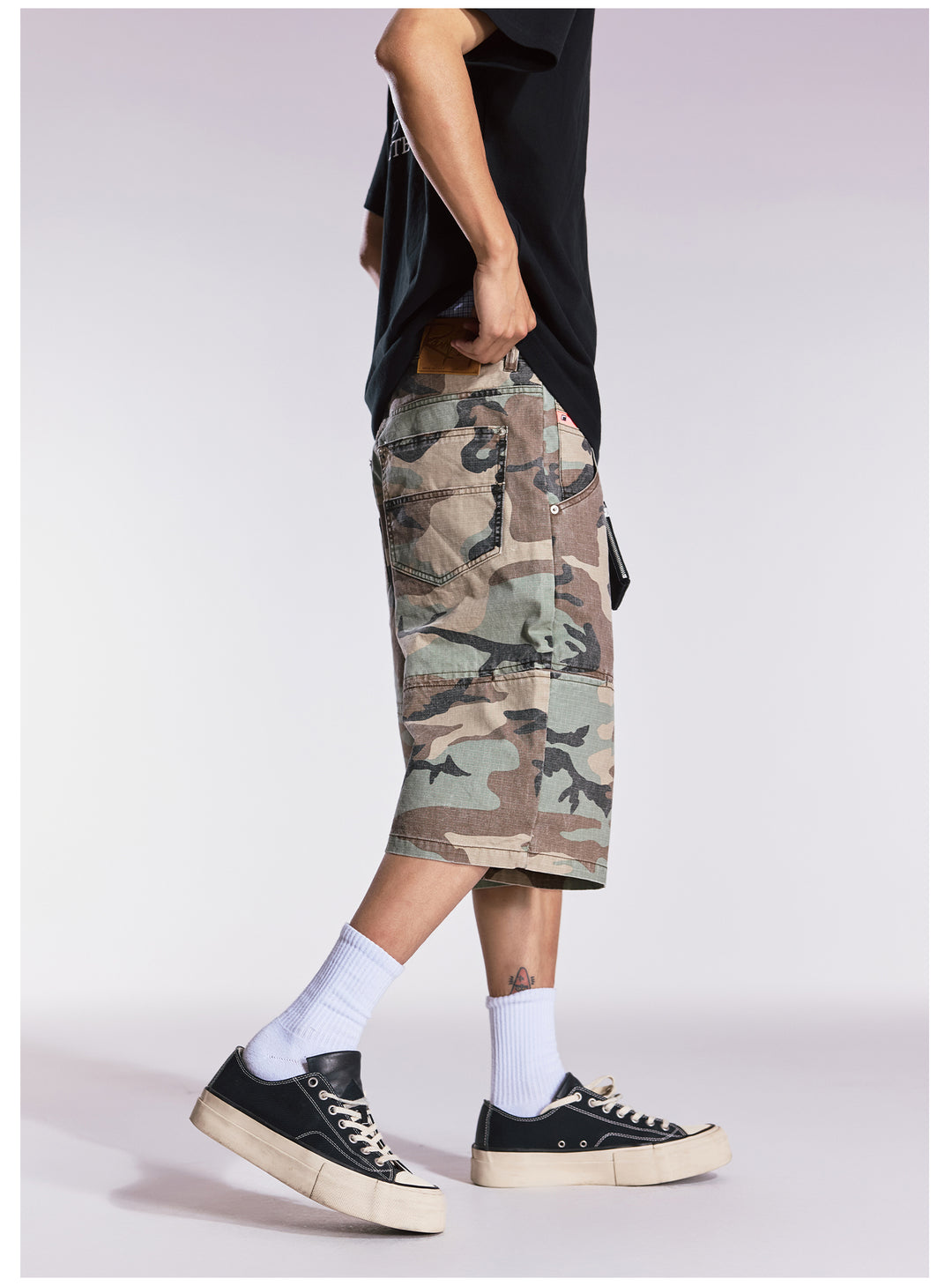 Remedy Leopard and Camouflage Work Painter Baggy Shorts | Face 3 Face