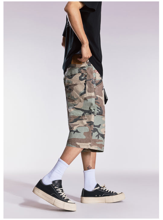 Remedy Leopard and Camouflage Work Painter Baggy Shorts | Face 3 Face