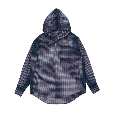 JHYQ Gradation Plaid Hooded Long Sleeved Shirt | Face 3 Face