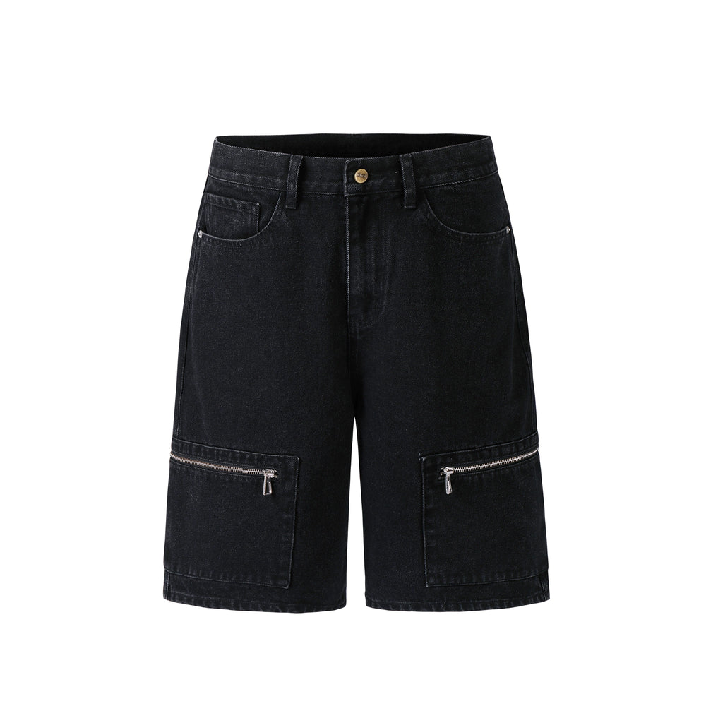 NOVACAM Washed Denim Zip Pocket Work Baggy Shorts | Face 3 Face