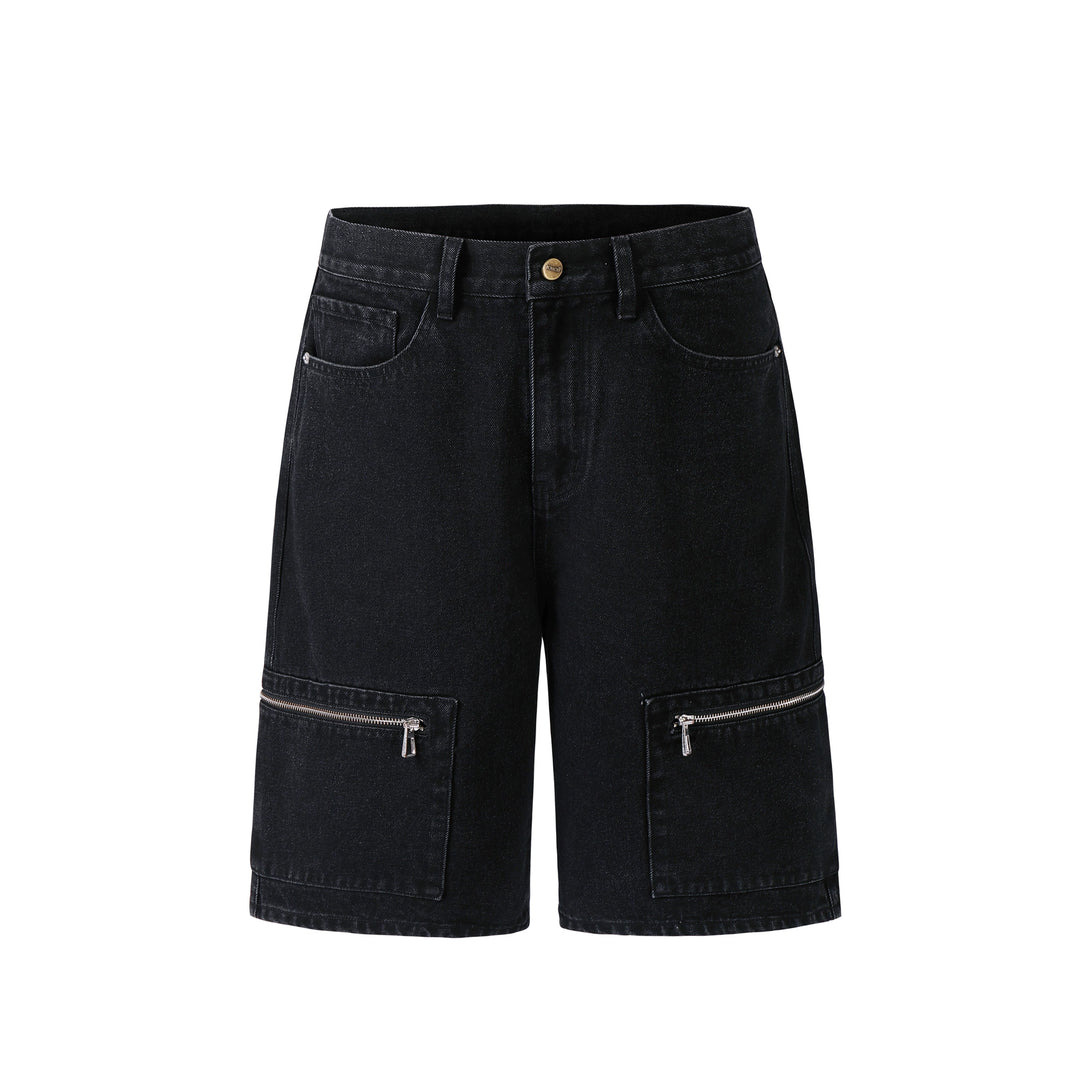 NOVACAM Washed Denim Zip Pocket Work Baggy Shorts | Face 3 Face
