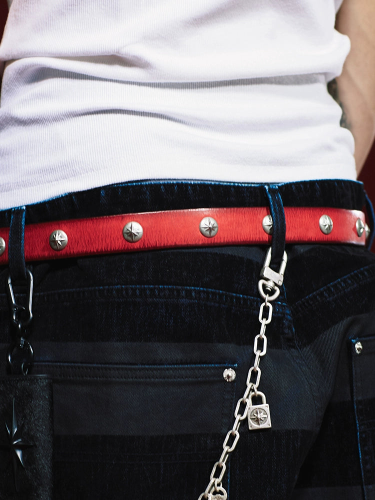 Remedy Washed Color Metal Studded Leather Belt | Face 3 Face