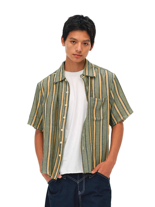 EVILKNIGHT(EK) Striped Plaid Reversible Short Sleeve Shirt | Face 3 Face