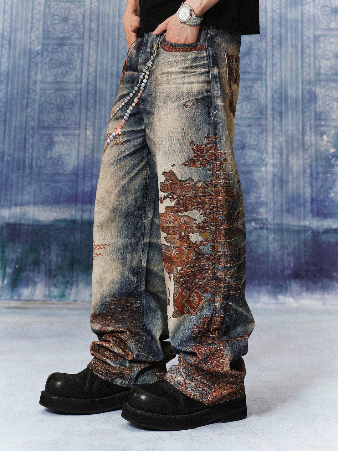 YADcrew Ethnic Photorealistic Print Jeans | Face 3 Face
