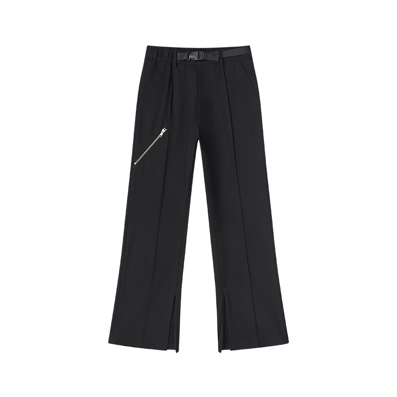 Harsh and Cruel Zipper Boot Cut Buckle Pants