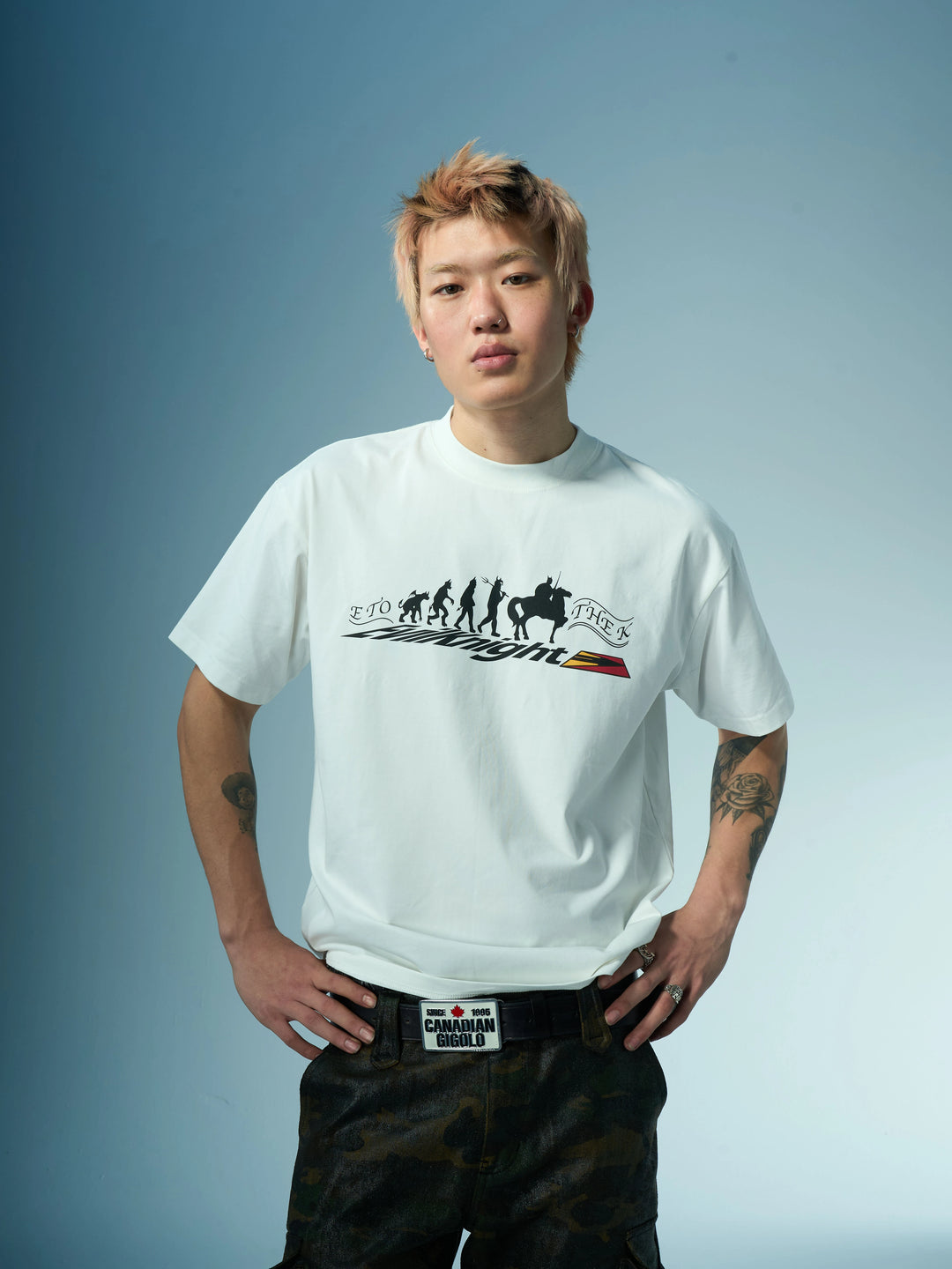 EVILKNIGHT(EK) Devil's Evolution Basic Letter Printed Tee | Face 3 Face