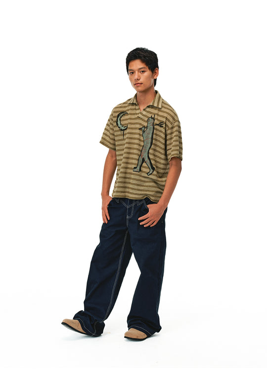 EVILKNIGHT(EK) Striped Graffiti Print Polo | Face 3 Face