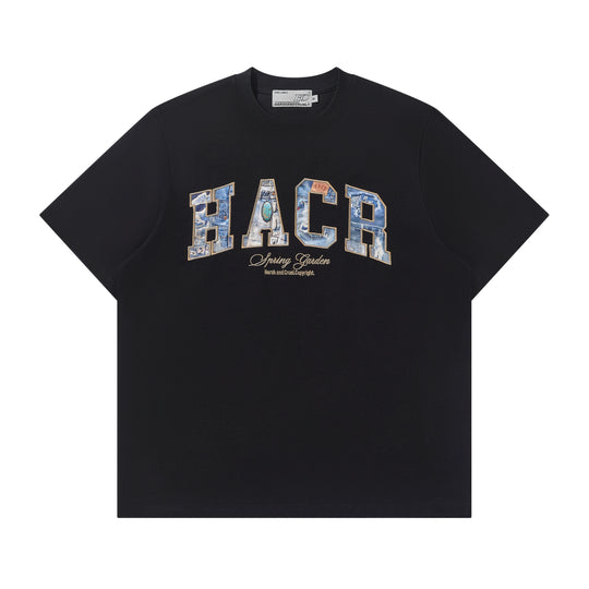 Harsh and Cruel HACR Turquoise Denim Patch Embroidered Tee | Face 3 Face