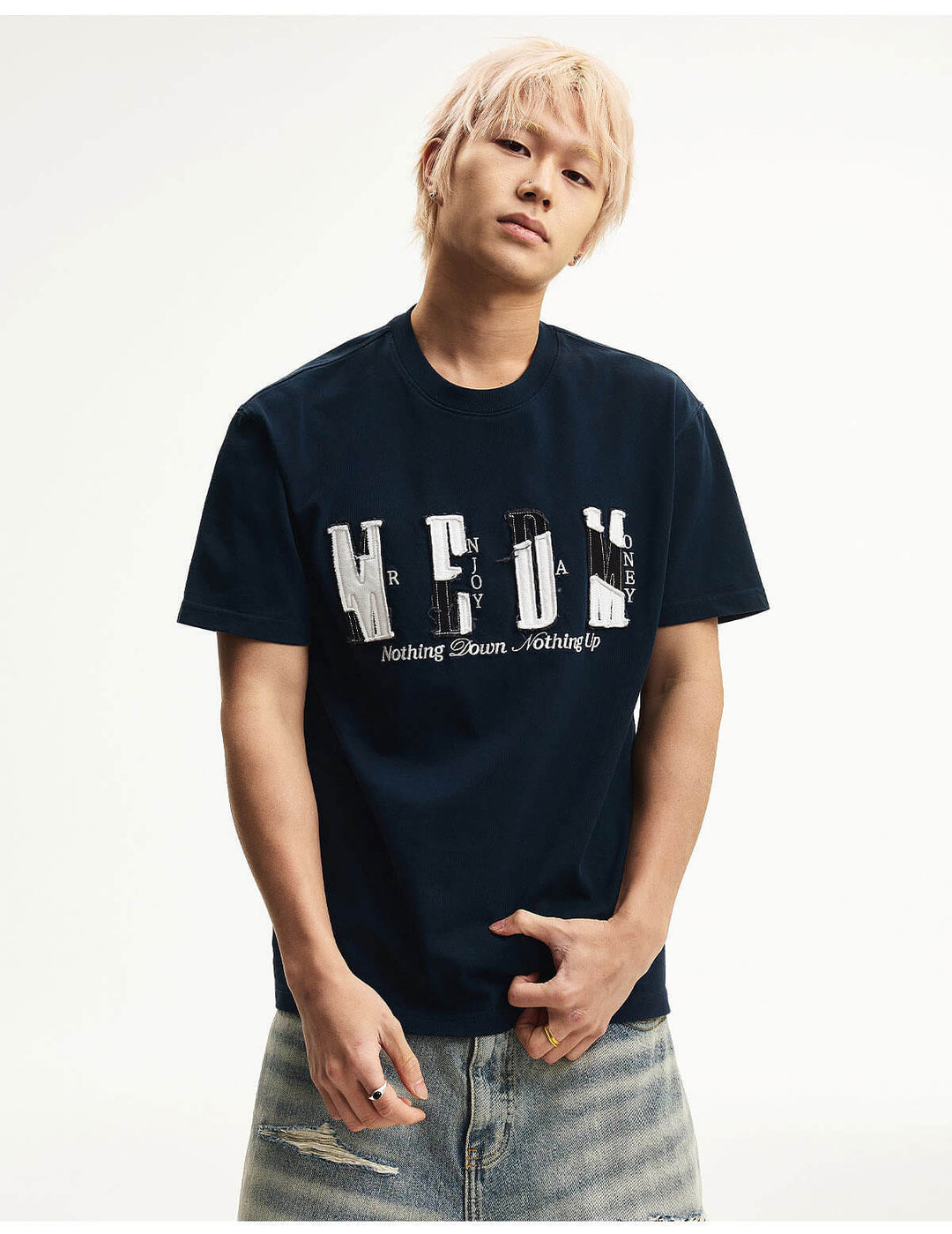 MEDM Distressed Logo Patch Short Sleeve Tee | Face 3 Face