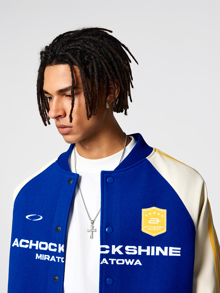 Racer varsity jacket | Achock Contrast Color Racing Varsity Jacket | Face 3 Face