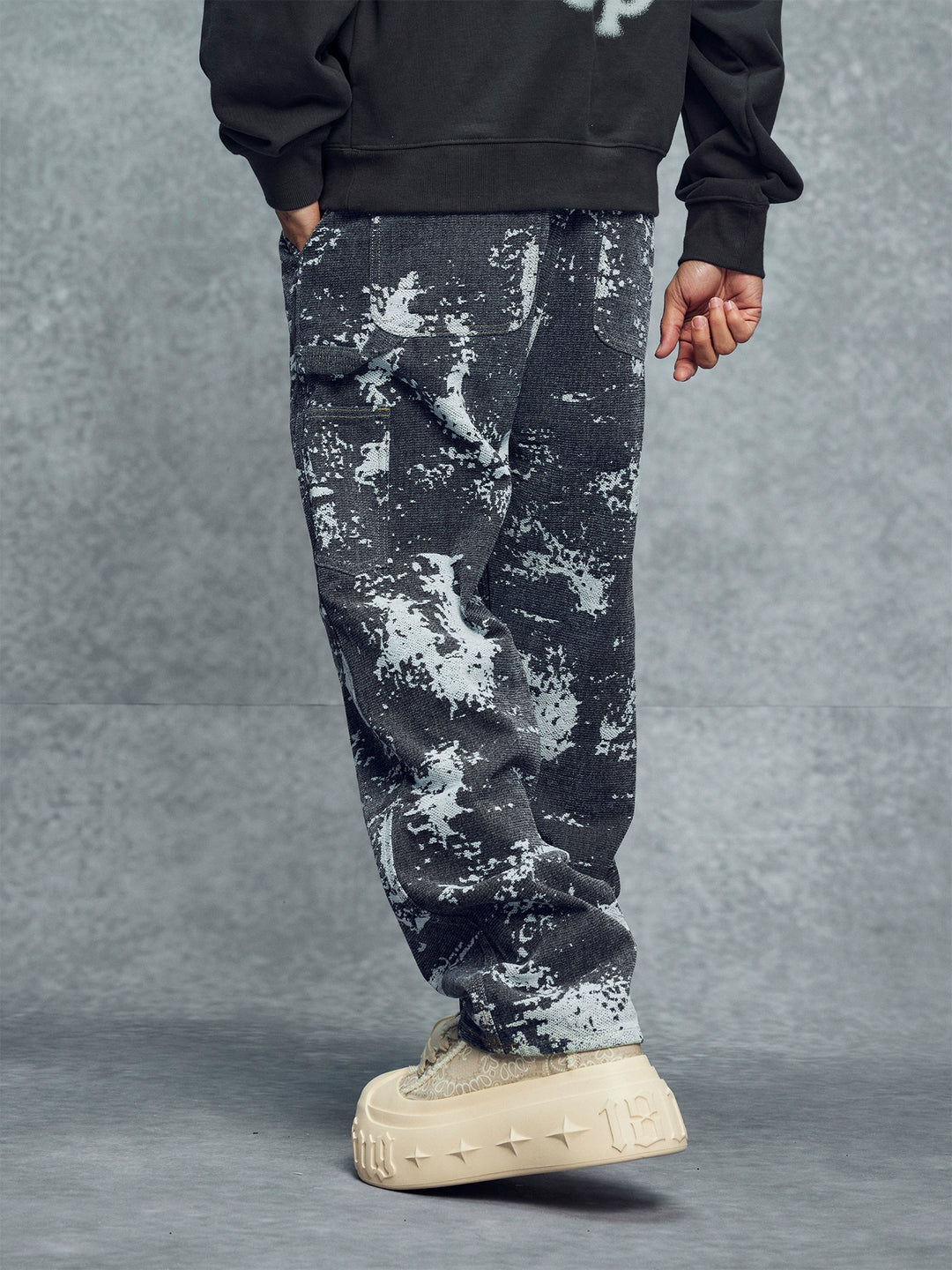 1807 Jacquard Textured Washed Jeans | Face 3 Face