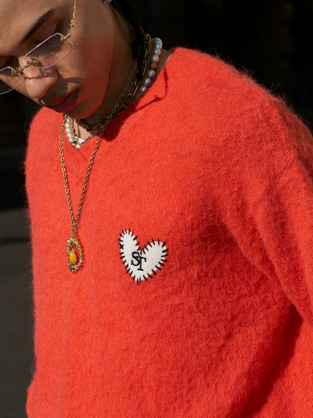 STEEPC Wool Blend Heart Patch Knit Sweater | Face 3 Face