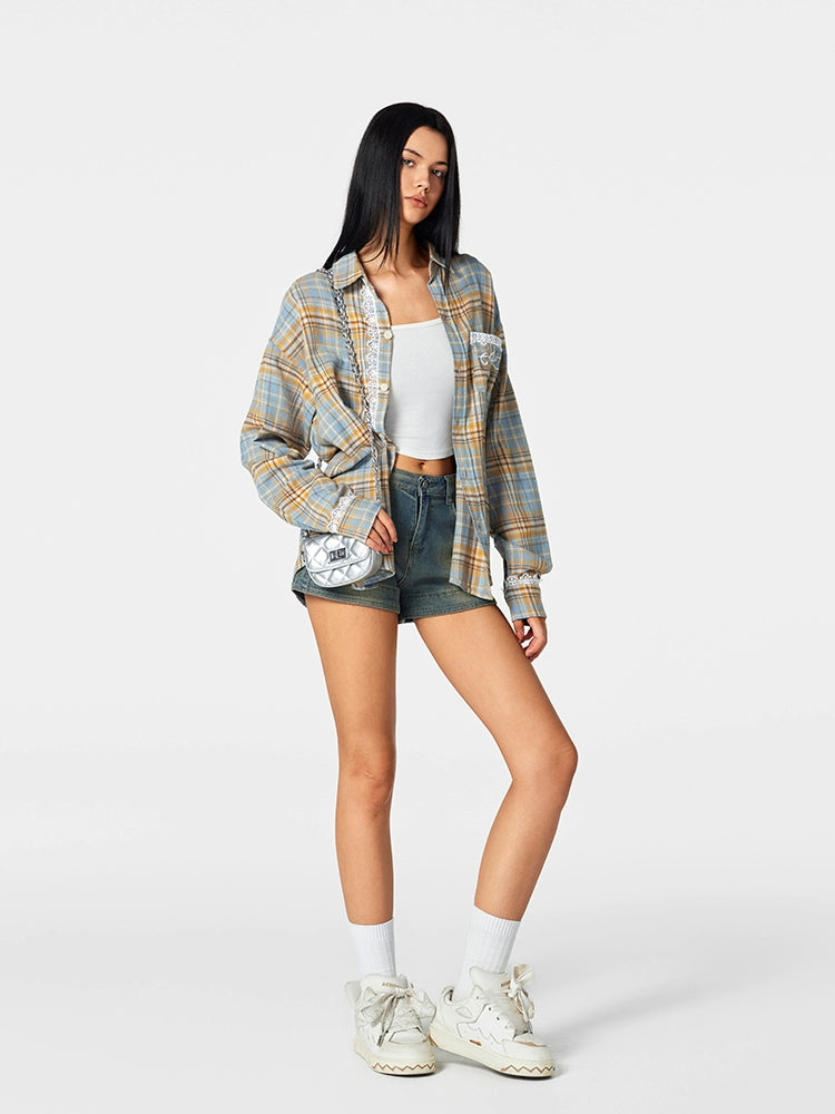 Achock Plaid Lace Long Sleeved Shirt | Face 3 Face