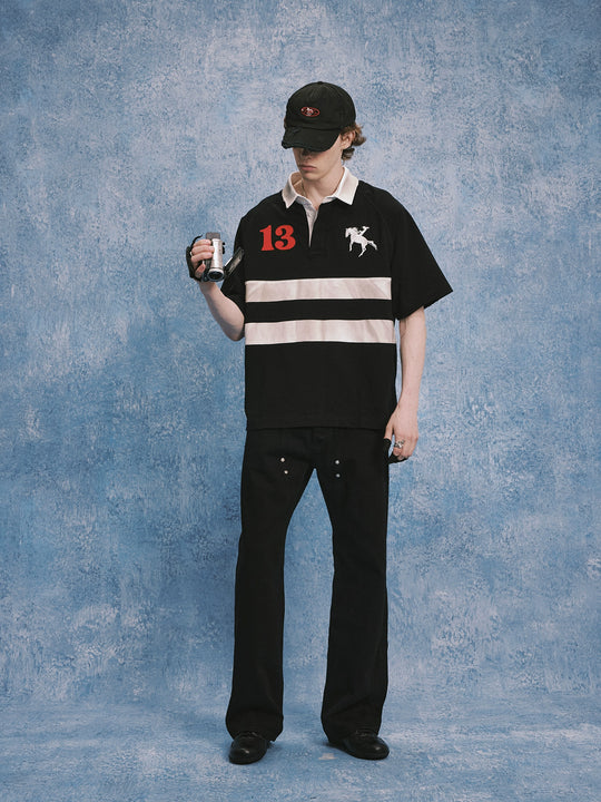 SOD Co. Patchwork Distressed Rugby Polo | Face 3 Face