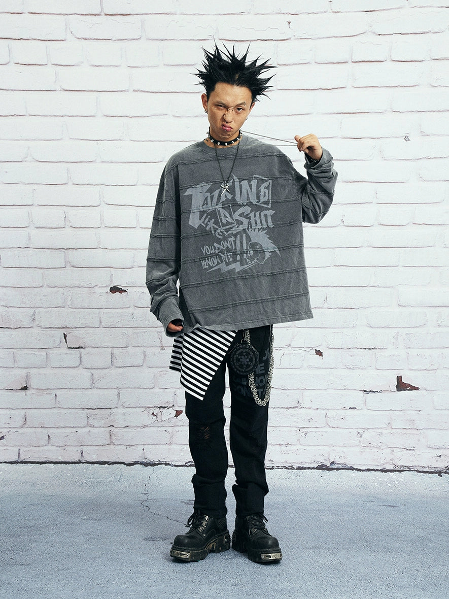 VENTUREK Washed Deconstructed Patchwork Long Sleeve Tee | Face 3 Face