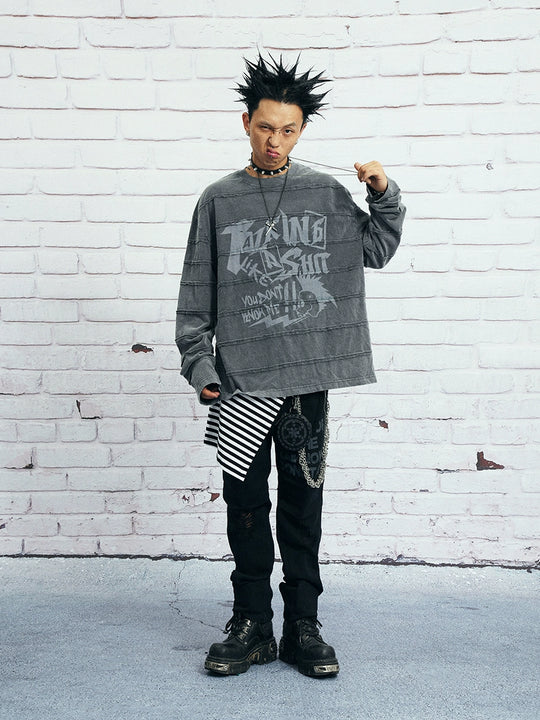 VENTUREK Washed Deconstructed Patchwork Long Sleeve Tee | Face 3 Face