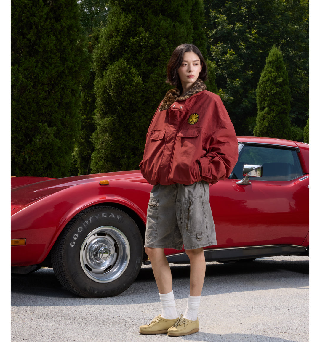 S45 Leopard Fur Lined Nylon Tactical Jacket | Face 3 Face