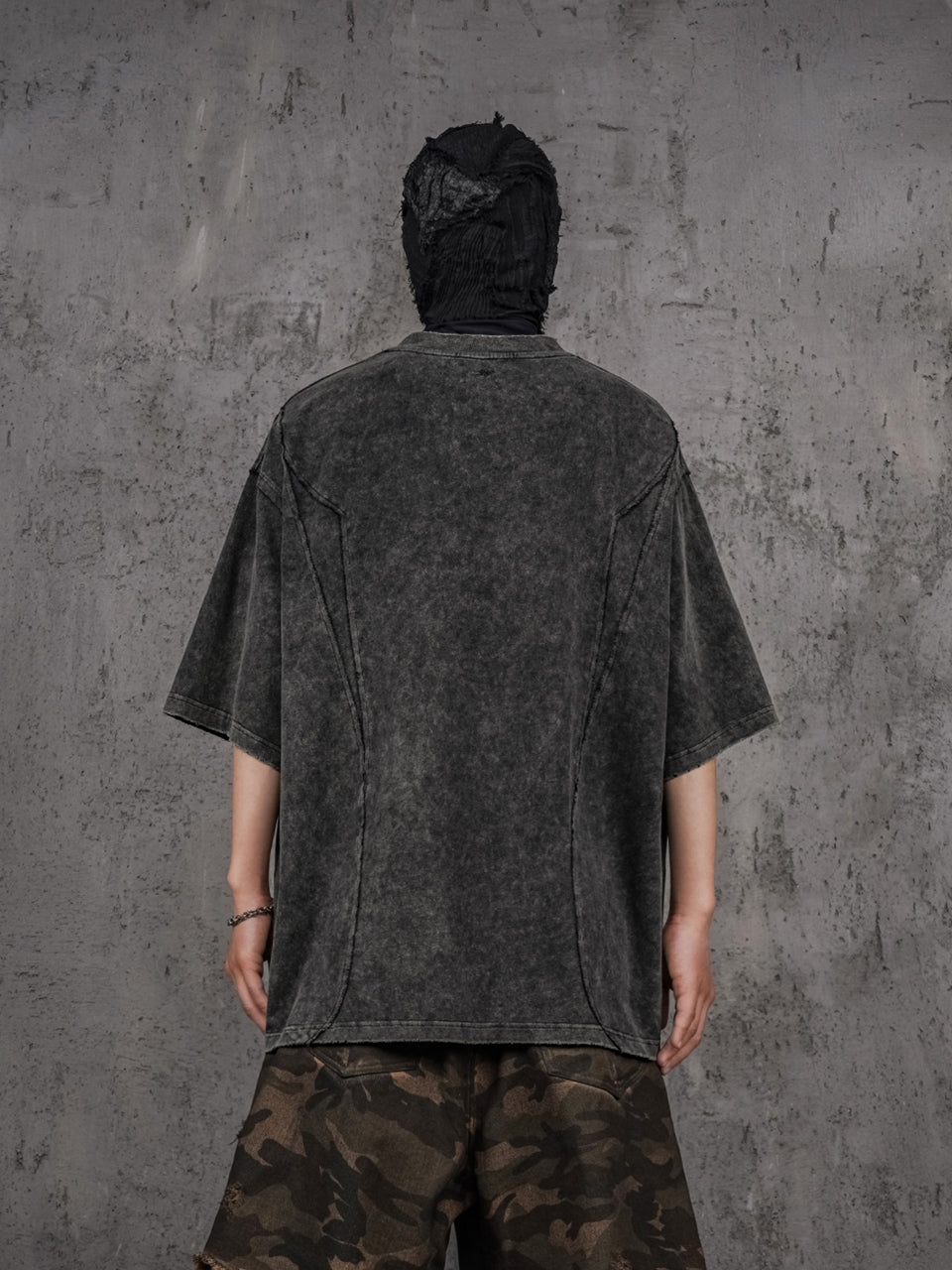 UNDERWATER Black Sand-Washed Faded Deconstructed Tee | Face 3 Face