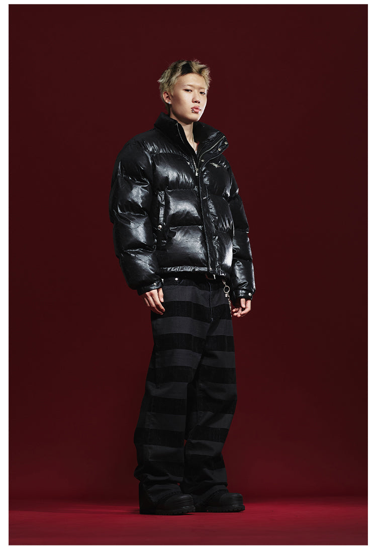 Remedy Cracked Design Puffer Jacket | Face 3 Face