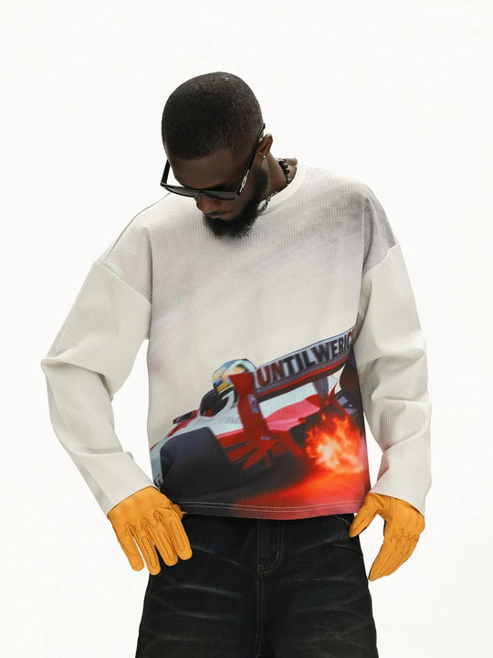 UNTILWERICH Racing Graphic Waffle Long Sleeve Tee | Face 3 Face