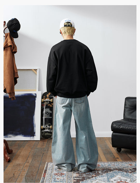 MEDM Blue Sky & Small Grass Embroidered Logo Sweatshirt | Face 3 Face