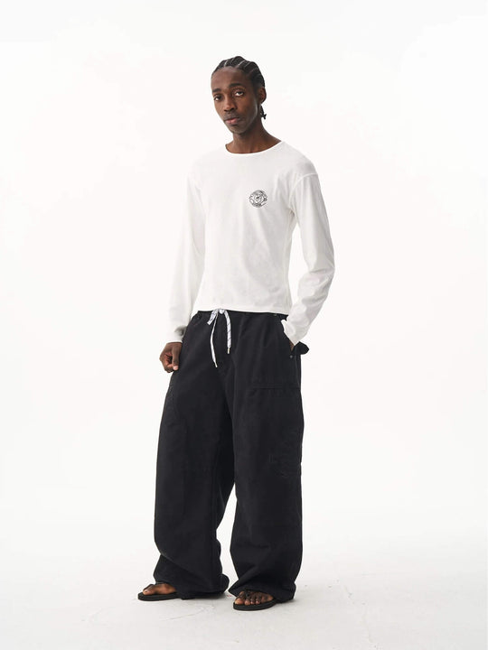 EXITMODE BY BLIND NO PLAN Horse Embroidered Washed Double Knee Baggy Pants | Face 3 Face