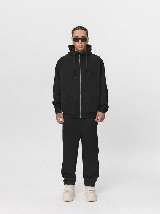 1807 Four Pointed Star Layered Zip Up Hoodie Jacket  | Face 3 Face