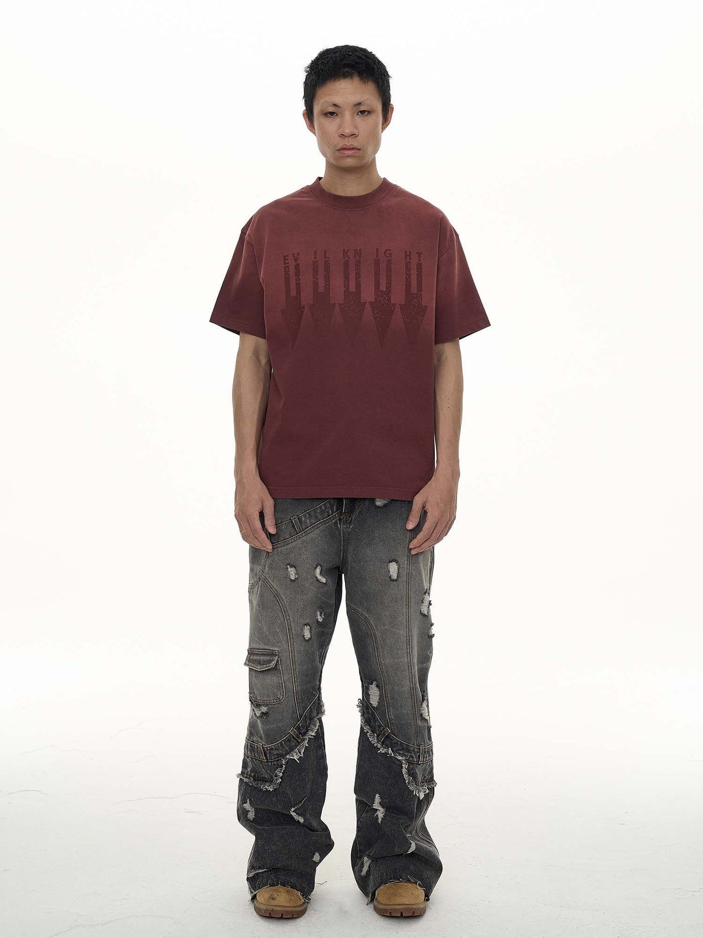 EVILKNIGHT(EK) Arrow Print Old Wash Basic Tee | Face 3 Face