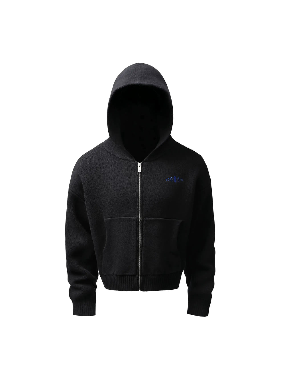 KARMANISTIC Embroidered Zip Up Knit Hoodie | Face 3 Face