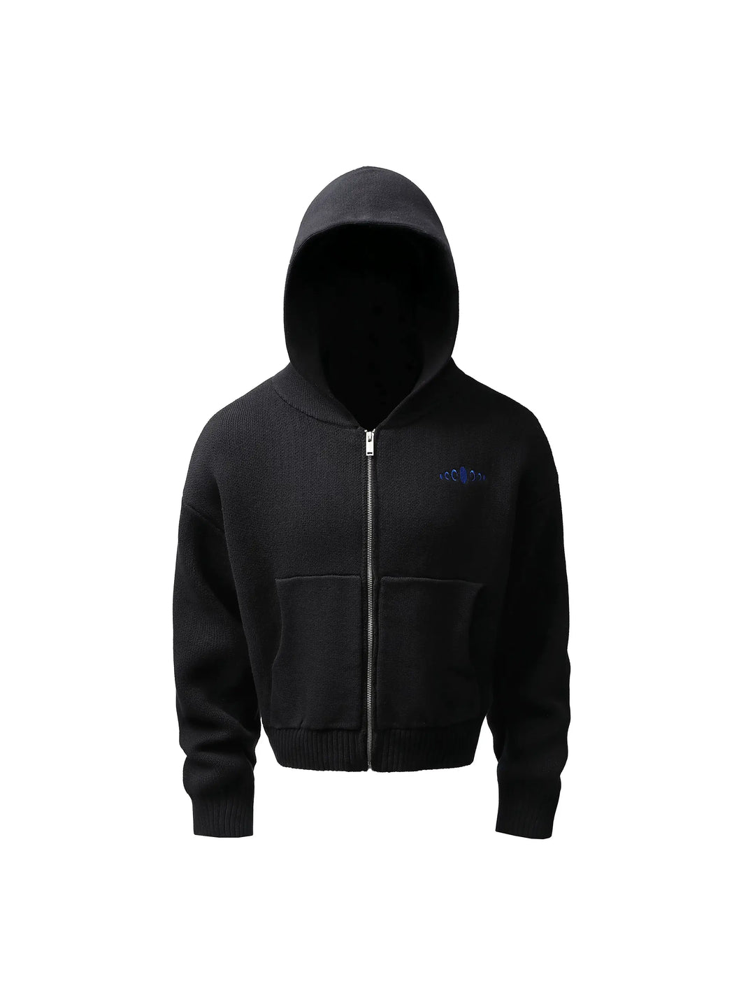 KARMANISTIC Embroidered Zip Up Knit Hoodie | Face 3 Face