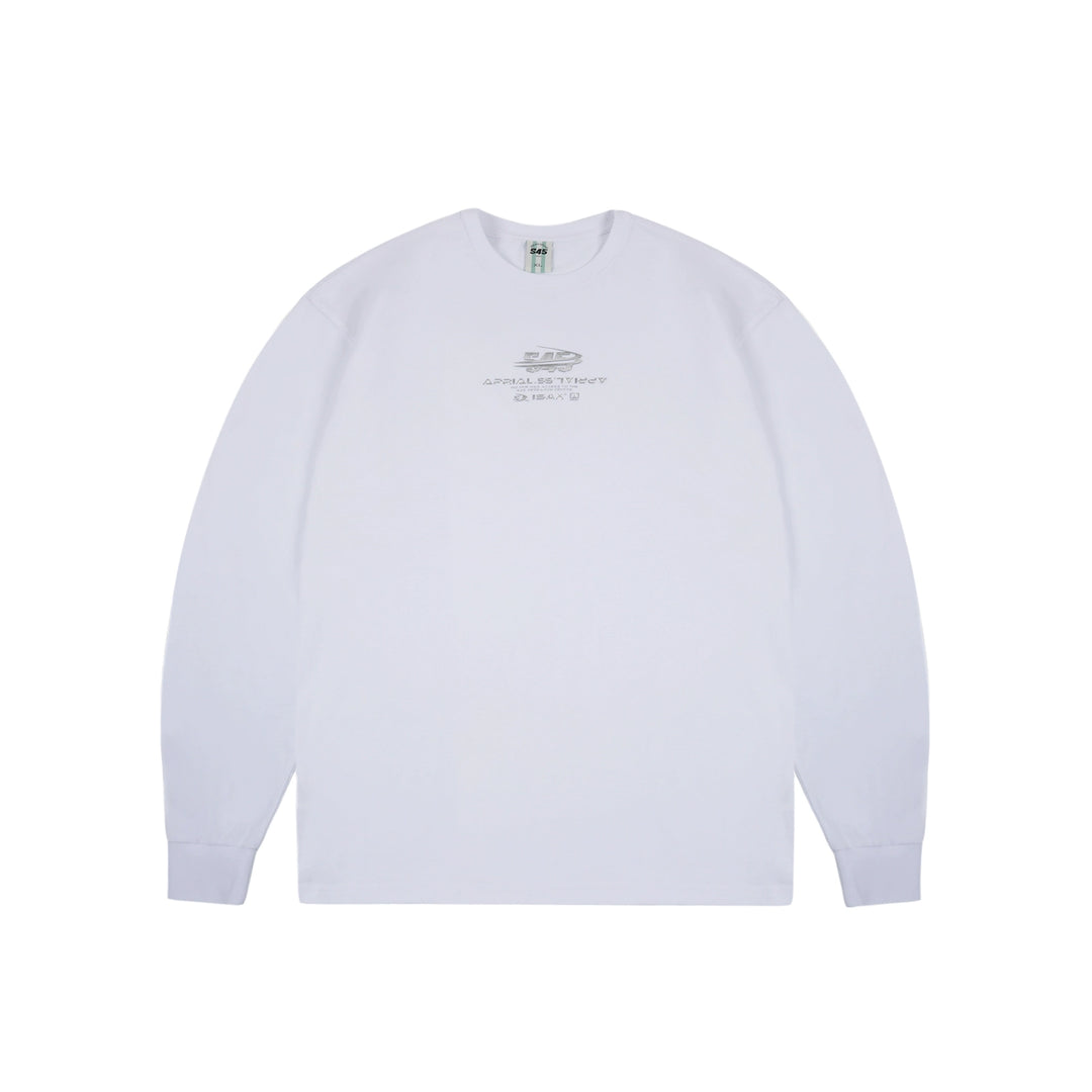 S45 Silver Curved 3D Logo Long Sleeve Tee | Face 3 Face