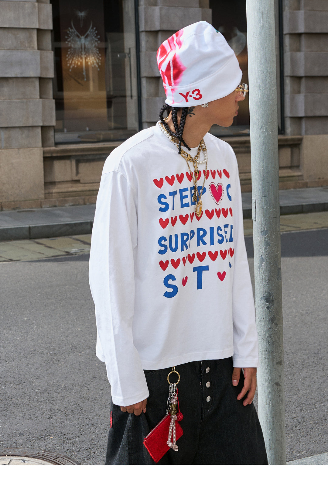 STEEPC Hand Stitched Heart Print Long Sleeve Tee | Face 3 Face