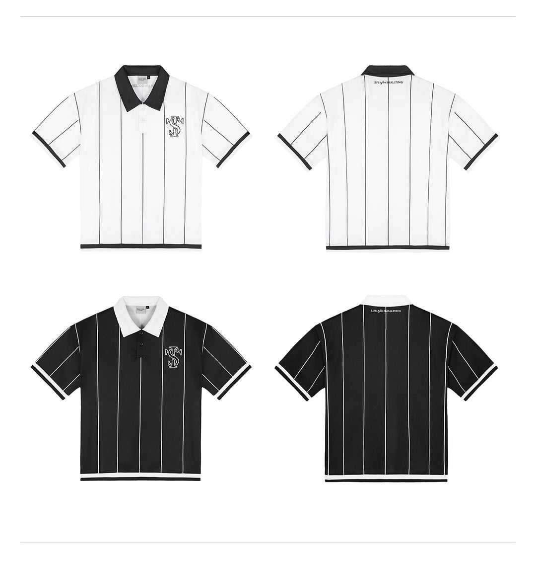 Small Town Kid Pearl Logo Striped Polo Jersey | Face 3 Face