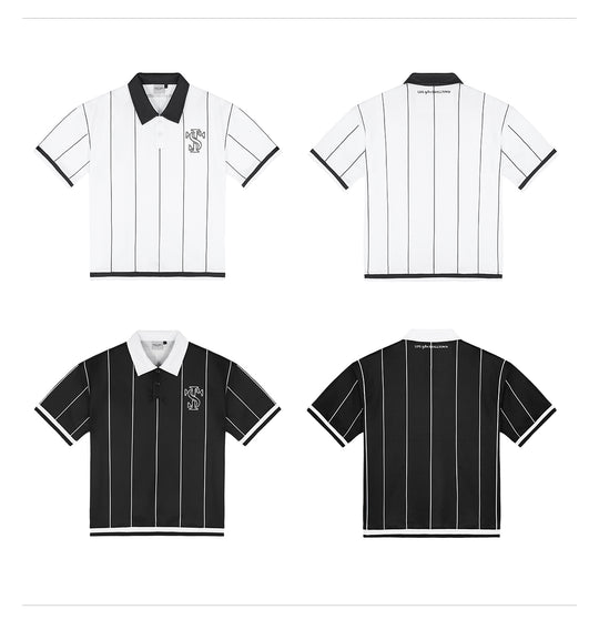 Small Town Kid Pearl Logo Striped Polo Jersey | Face 3 Face