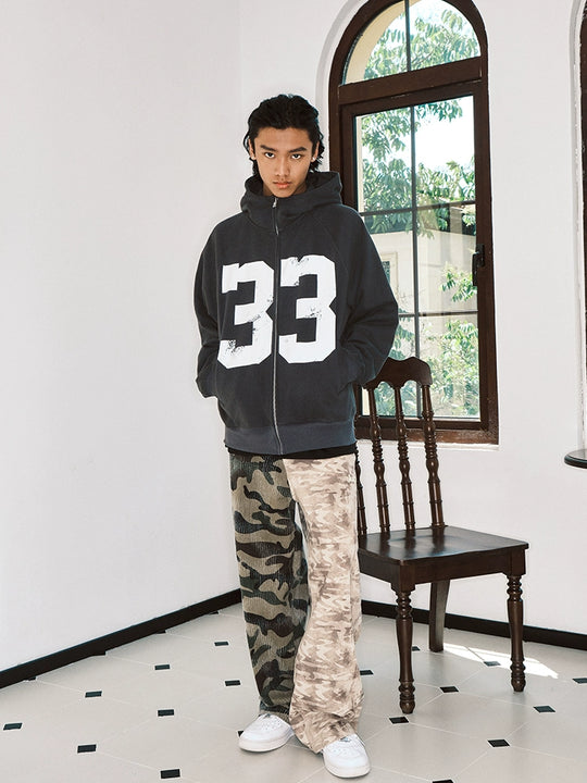 JUST VIBE Asymmetric Camouflage Wide Work Pants | Face 3 Face