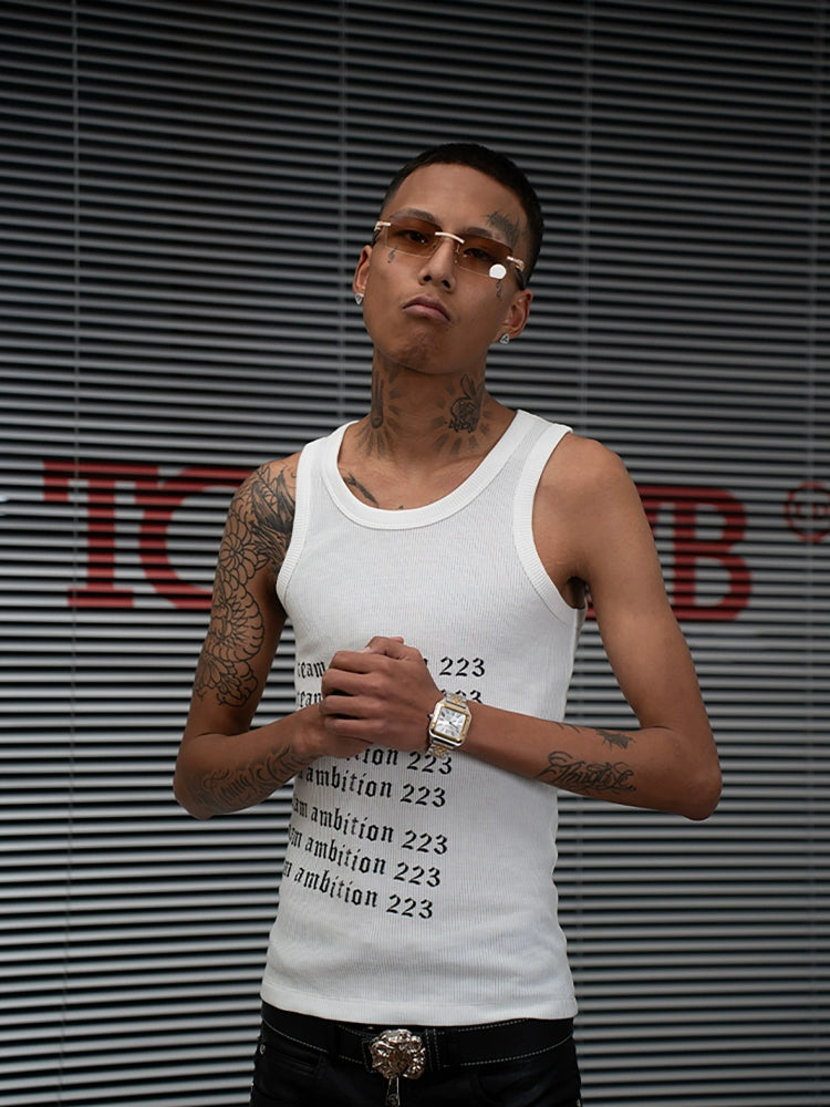 TGFCLUB 223 Print Stretch Waffle Tank Top | Face 3 Face