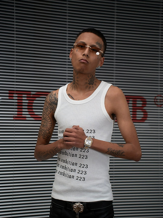 TGFCLUB 223 Print Stretch Waffle Tank Top | Face 3 Face