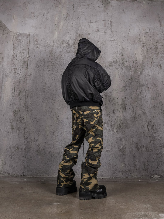 UNDERWATER Navy Bandage Deconstructed Dirty Dyed MA-1 Bomber Jacket | Face 3 Face