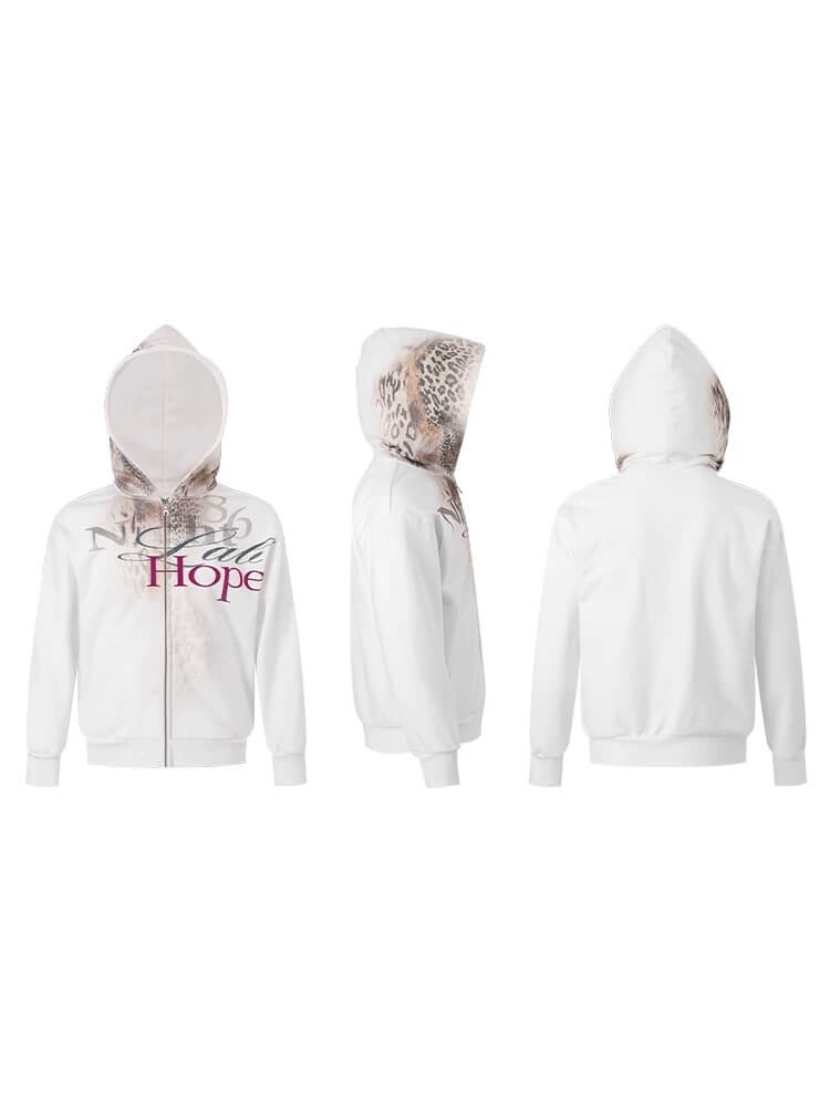 Night Lab Leopard Gradient Print Zip Up Hoodie | Face 3 Face