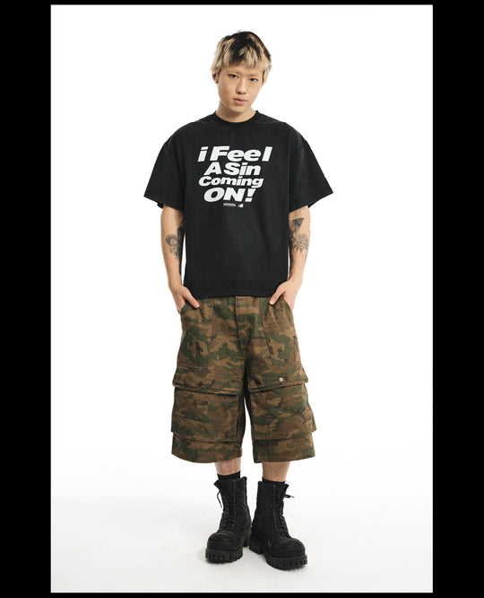 NOVACAM Vintage Letter Washed Black Stitch Tee | Face 3 Face