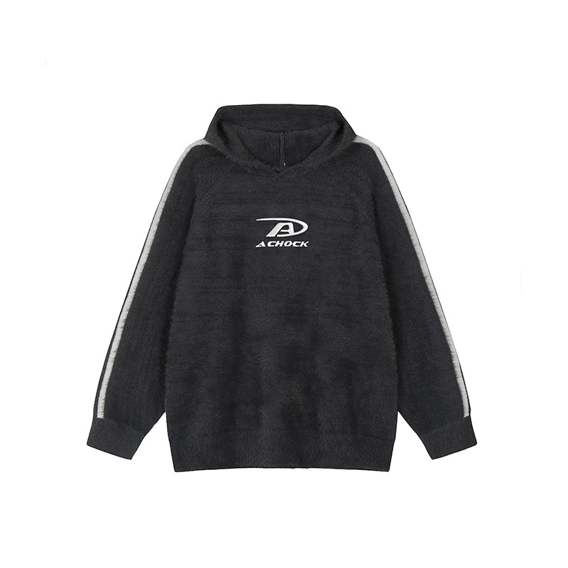 Achock Logo Jacquard Mink Wool Knit Hoodie