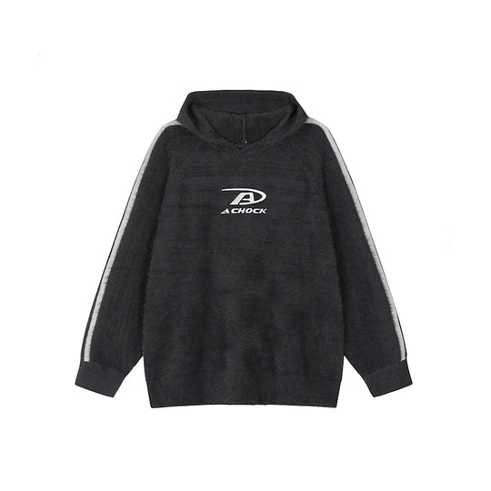 Achock Logo Jacquard Mink Wool Knit Hoodie
