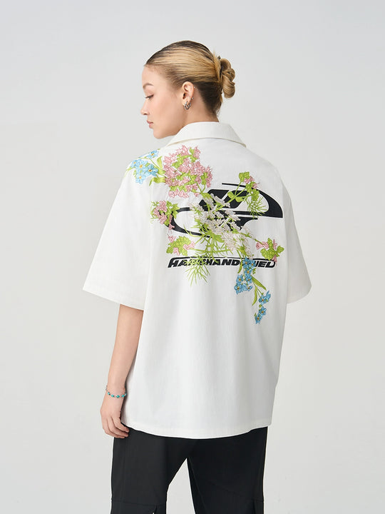 Harsh and Cruel Floral Embroidery Knots Cuban Shirt