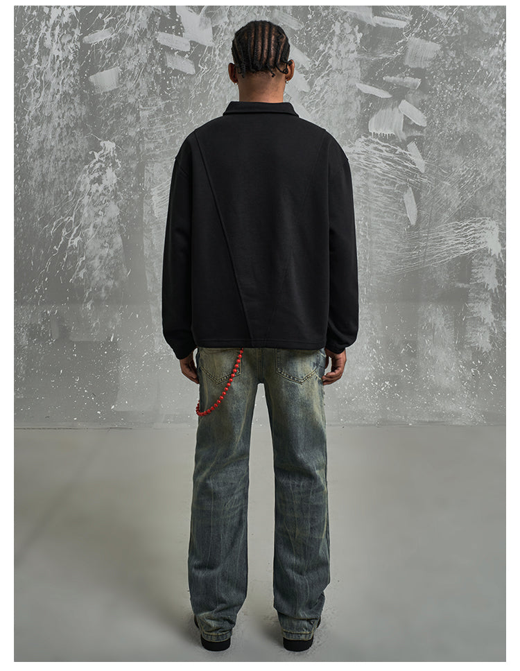 F3F Select Deconstructed Long Sleeve Polo sweatshirt | Face 3 Face