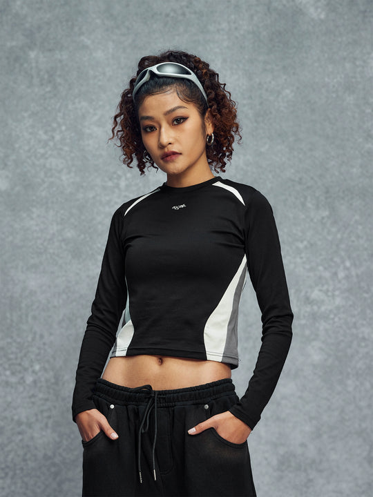 1807 Sports Patchwork Cropped Long Sleeve Tee | Face 3 Face