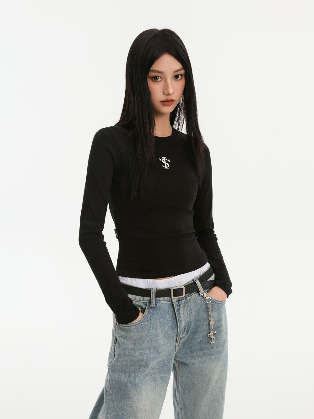 Small Town Kid Basic Slim Fit Stretch Long Sleeve Tee | Face 3 Face