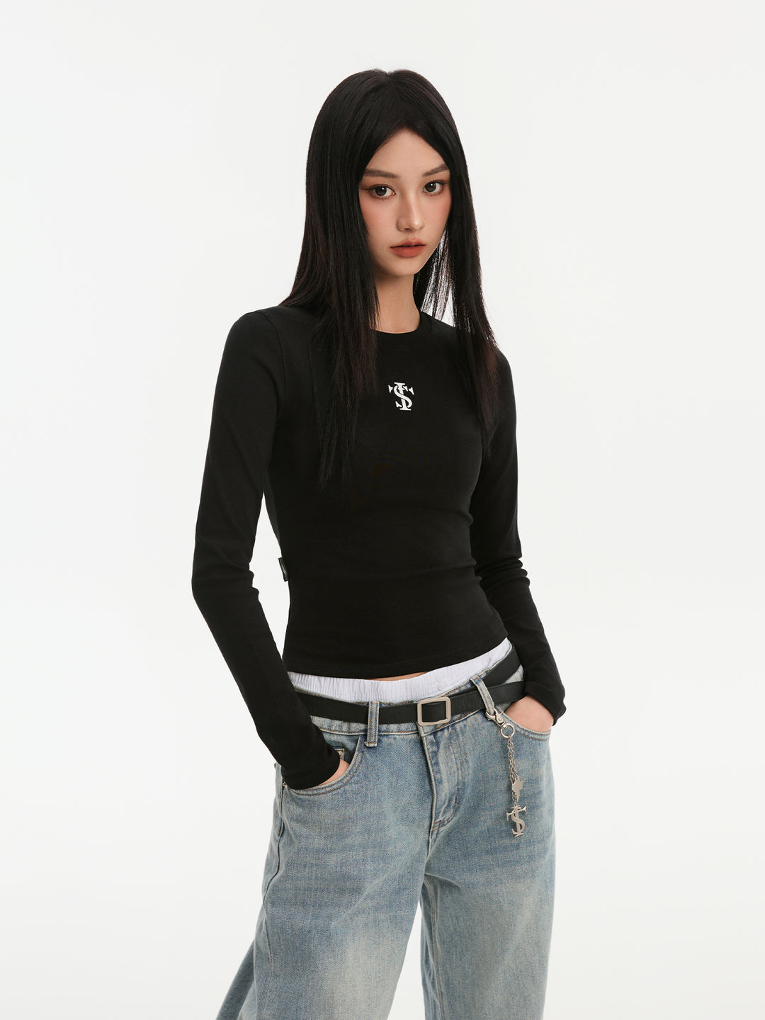 Small Town Kid Basic Slim Fit Stretch Long Sleeve Tee | Face 3 Face